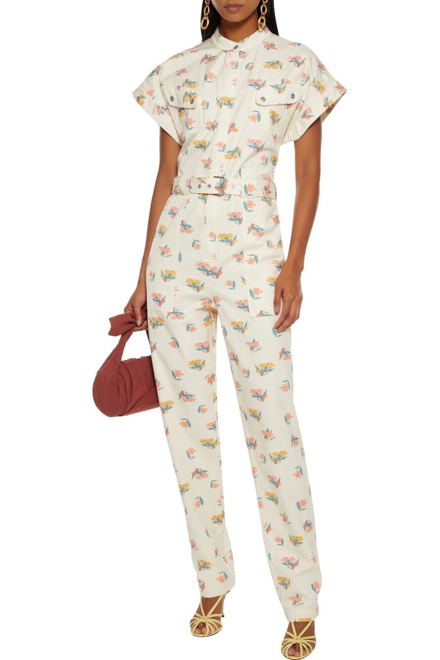 Rebecca Vallance Hadi Jumpsuit Belted Cotton Twill Floral Utility Boho Summer 0